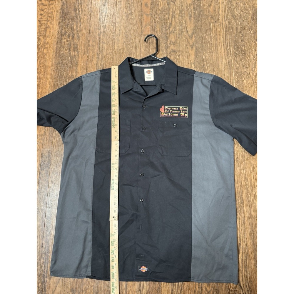 Dickies Bottoms Up Chop Shop Biker Work Shirt 2XL Two Tone Graphic S/S Black - Picture 3 of 7
